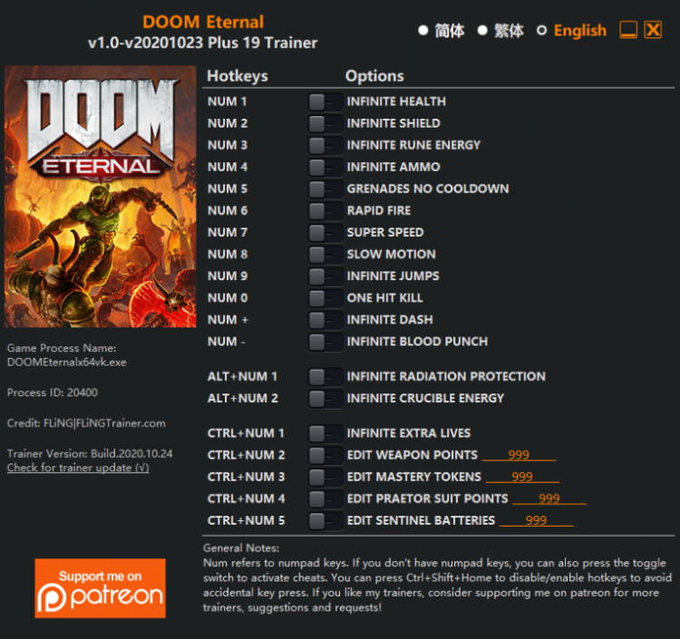 Doom Eternal трейнер